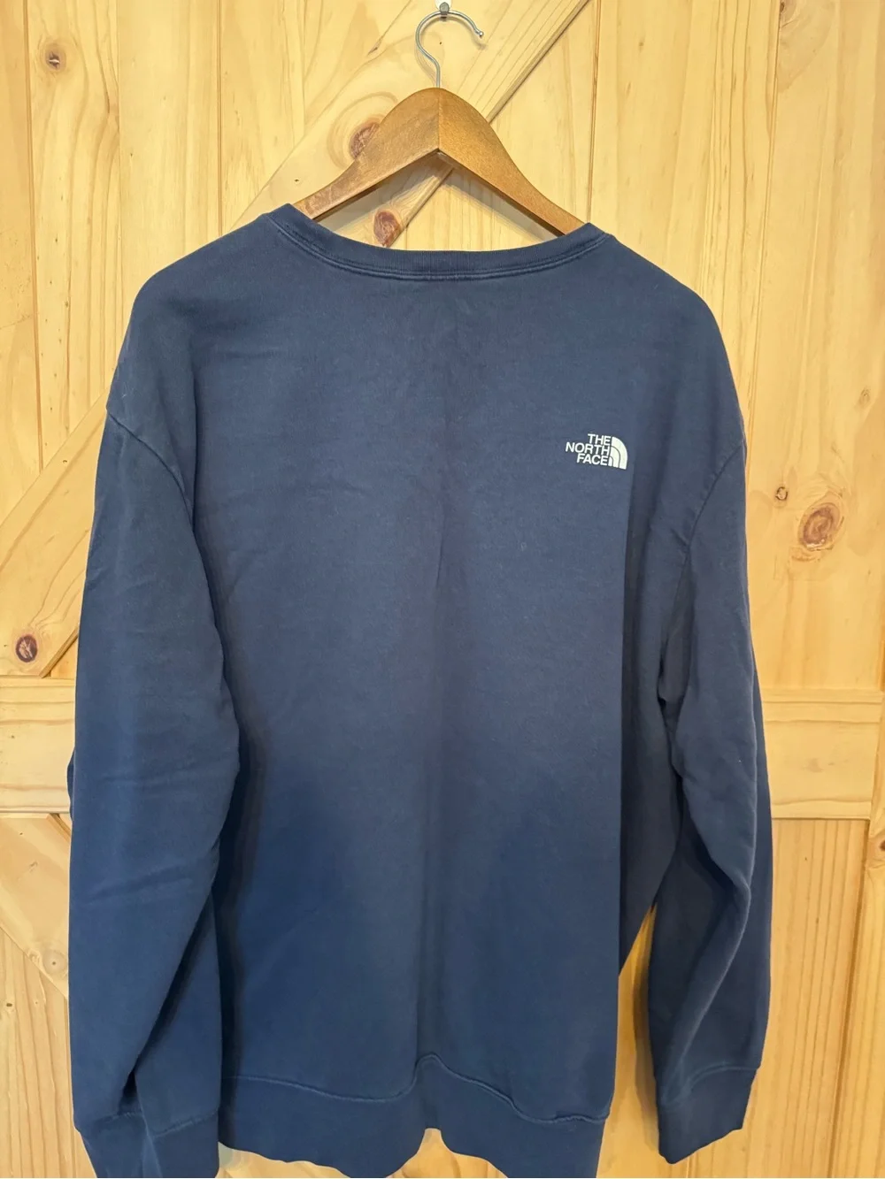 The North Face Navy Crewneck Sweatshirt with Red TNF Appliqué